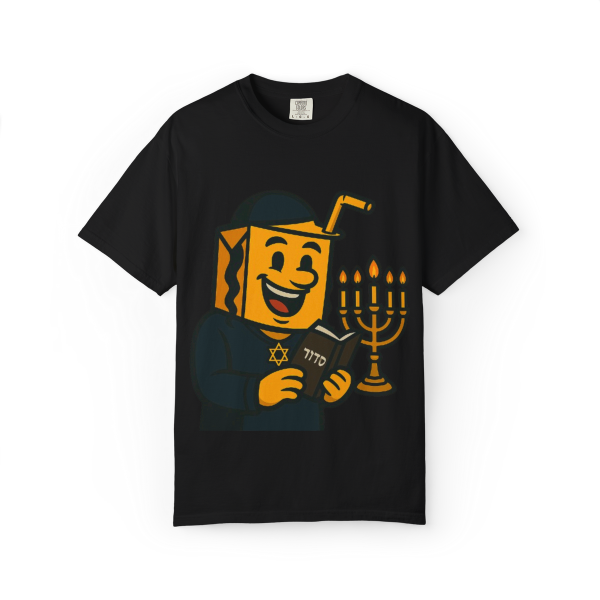 The Happy Juice Box Hanukkah Prayer T-Shirt | Jewish Holiday Graphic Black Tee